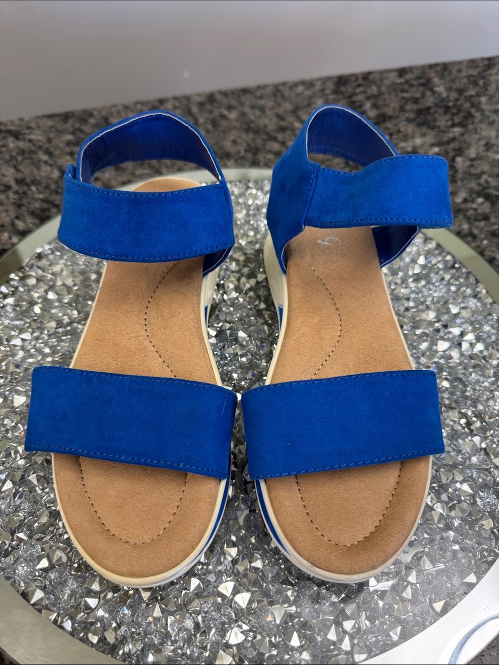 Rouge! Royal Blue Suede Platform Sandals 8 - Picture 2 of 9